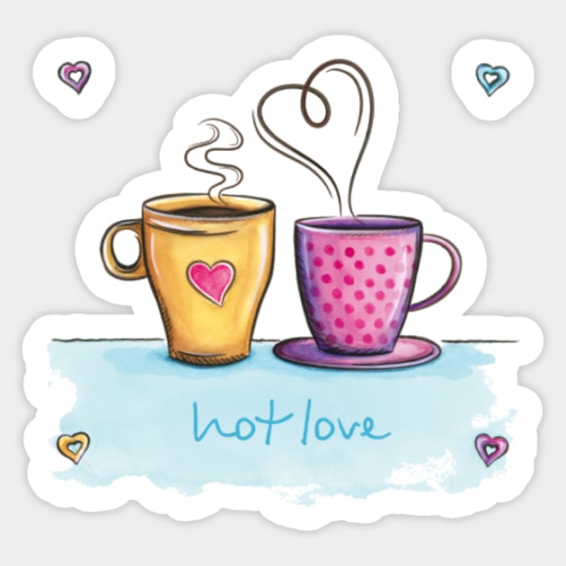 Coffee cups love Sticker by Nopi Pantelidou